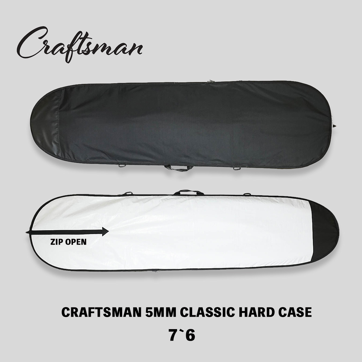 【訳あり品】CRAFTSMAN ハードケース 5MM CLASSIC サーフボードケース 7'6 車載保護・持ち運び対応 高耐久5mmパッド仕様 初回250枚限定 送料無料